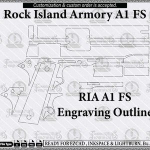 Gravyrmall för Rock Island Armory, SVG. 1911 RIA A1 FS-kontur.