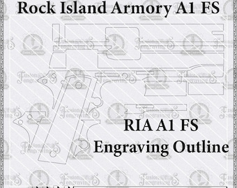 Plantilla de grabado de Rock Island Armory en formato SVG. Contorno del 1911 RIA A1 FS.