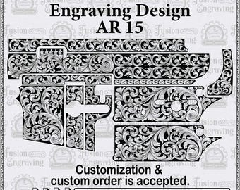 AR-15 Rifle Engraving Scroll Design SVG. AR-15 Gun Engraving Design Pattern. Ar 15 Template. Ar 15 Engraving Outline.
