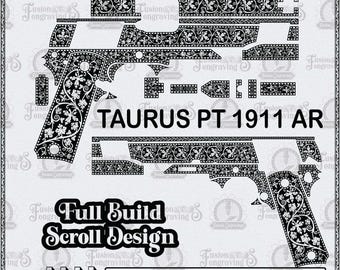 PT 1911 AR Gravurdesign (SVG). PT 1911 AR Scrollwork (SVG). PT 1911 AR Benutzerdefiniertes Gravurmuster.