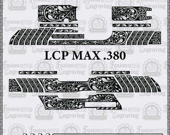 LCP Max Gravurdesign: .380 Auto Scrollwork Filigran (svg, ai, dxf)