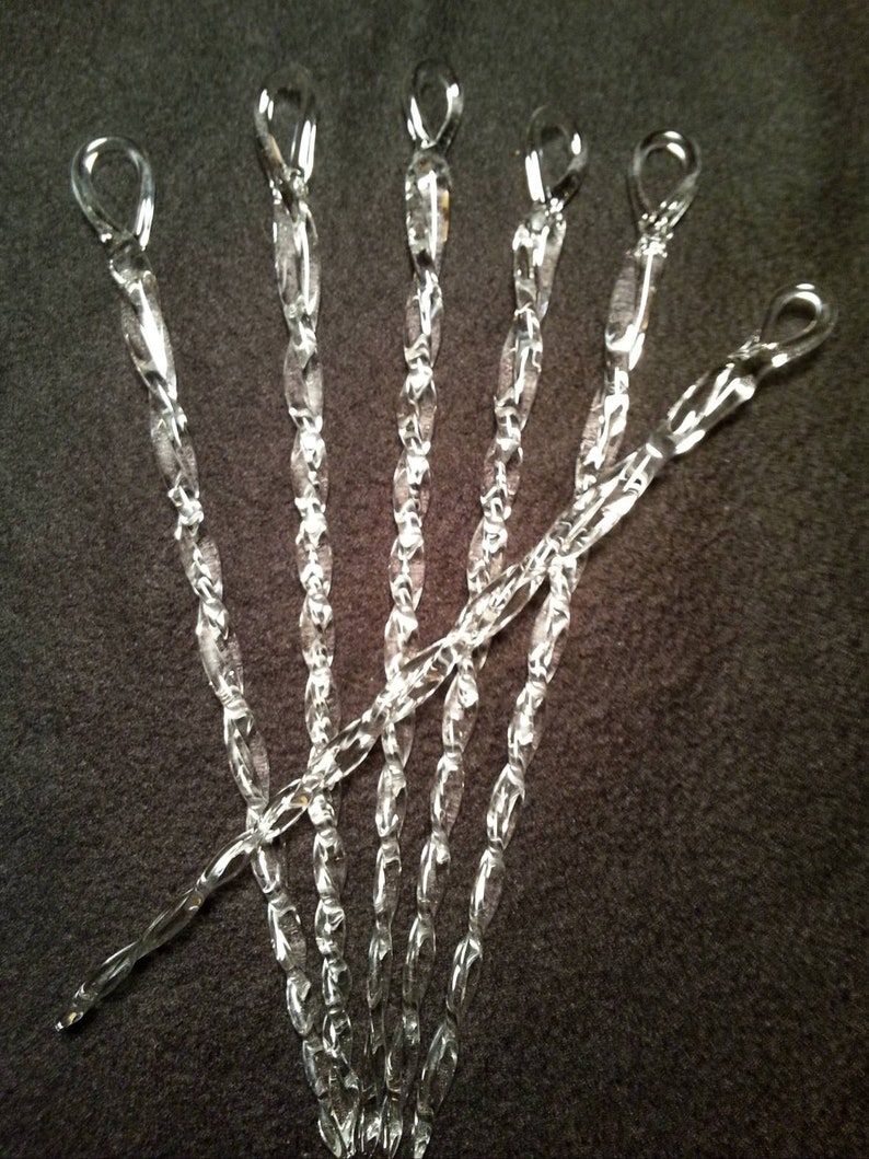 Clear Glass Icicles. Three different sizes. Large 8"- 10" (6)