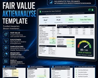 Feuille de calcul d'évaluation des actions | Calculateur de juste valeur pour Excel et Google Sheets