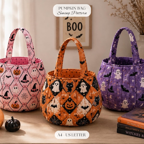 Trick or Treat Bag Sewing Pattern | Halloween Basket PDF | A4 & US Letter | Beginner Sewing Pattern | Diy Candy Bag | Digital PDF Pattern