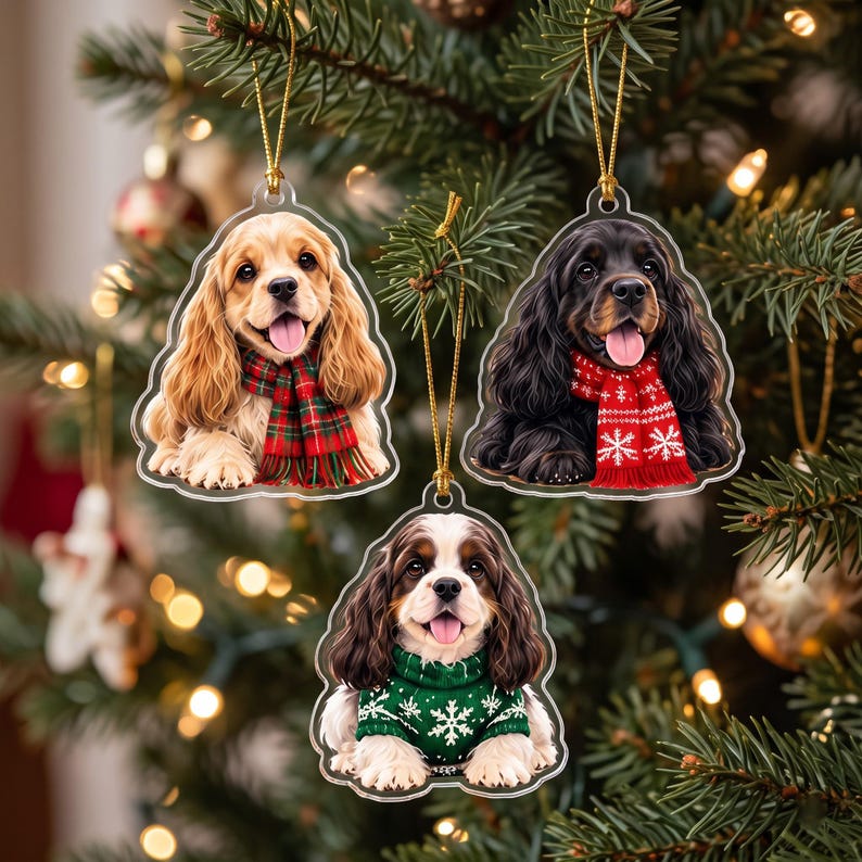 Plug Without A Back Box Cocker Spaniel Dog Ornament Advent Calendar 2026, 24 Acrylic Christmas ...