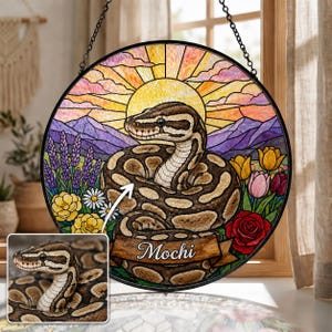Custom Snake Reptile Pet Window Suncatcher, Personalized Pet Memorial Gift, Stained Glass Window Hanging Decor