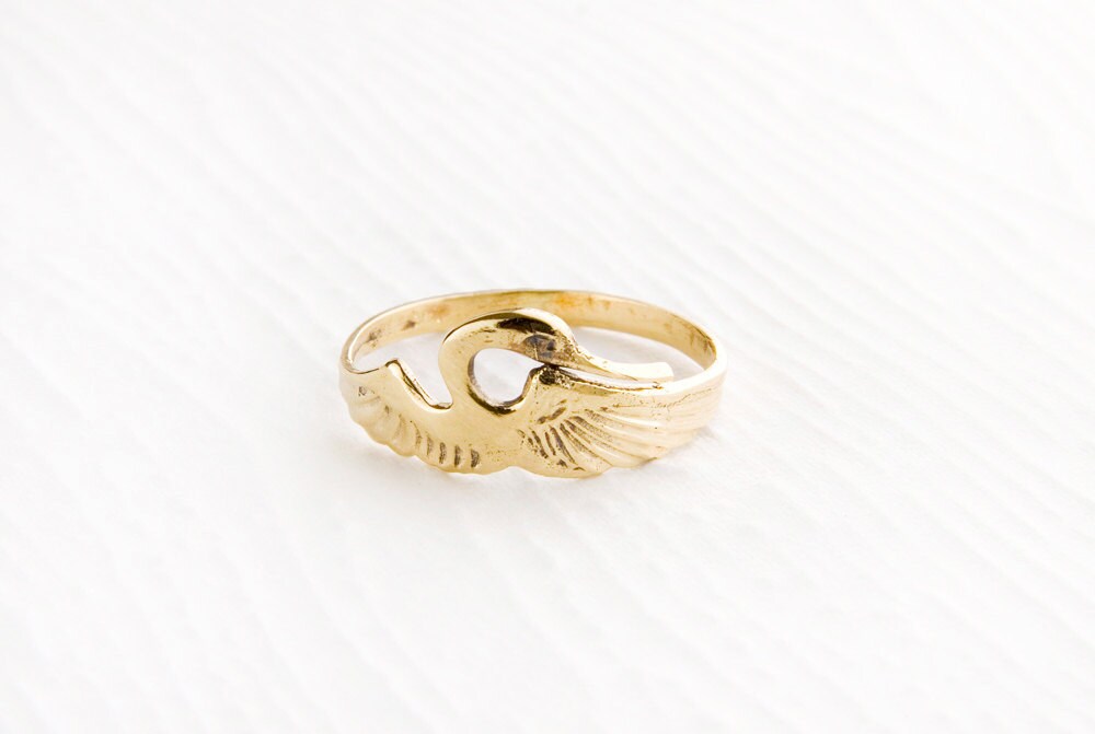 Heron 14k Gold Ring Gold Band | Etsy