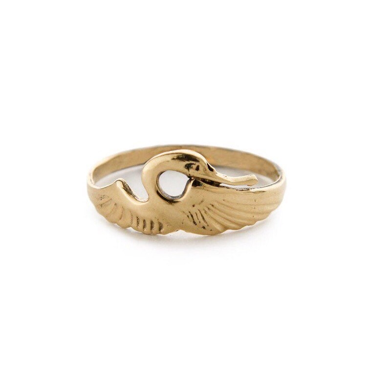 Heron 14k Gold Ring Gold Band | Etsy