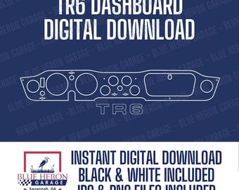 Triumph TR6 Dashboard Outline: Car Graphic Art (Digital Download)