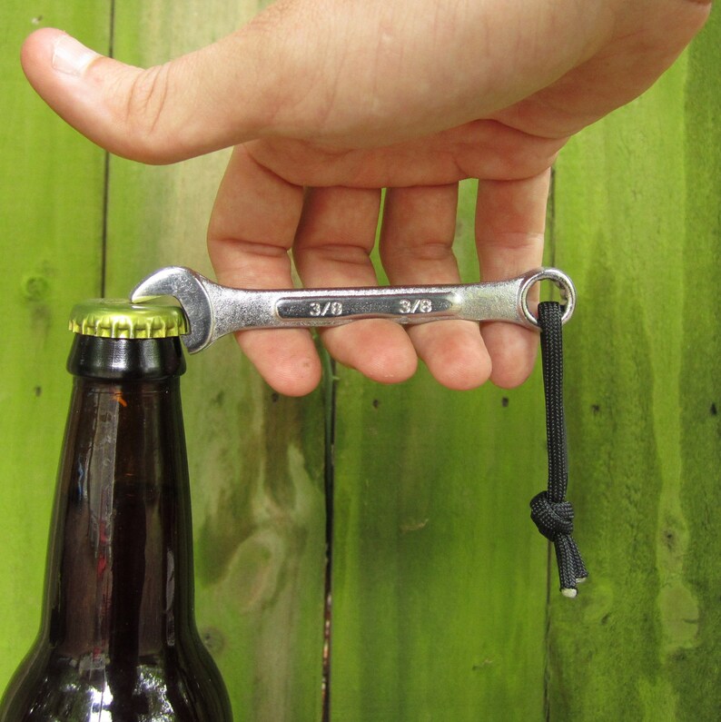 The Bottle Wrench Bottle Opener Key Chain Size Black Etsy