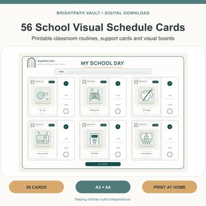 Classroom Visual Schedule Printable, 56 School Routine Cards, Visual Timetable, Special Education PDF