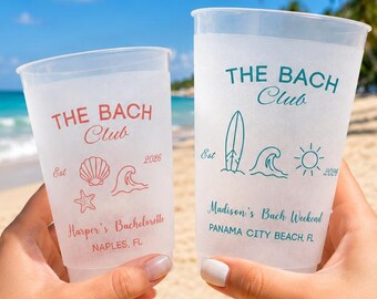 Frostade partymuggar, Anpassade möhippa-muggar med frostat utseende, Personliga poolside trip-muggar för tjejer, Bach Weekend Party Favors, Poolparty Favors