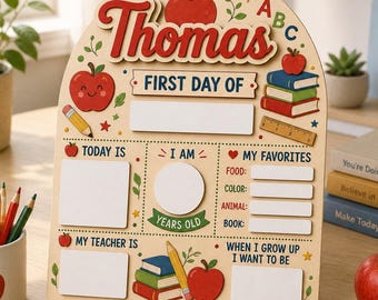 First And Last Day Of School Sign, Custom 1st Day Of Preschool Kindergarten Sign, Back to School Board Kids Gift, Kids School Board