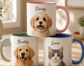 Anpassad fotomugg för husdjur, personlig mugg för husdjursporträtt, minnesgåva med hund- eller kattfoto, kaffemugg med hund- och kattfoto, minnesgåvor för husdjur
