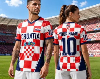 Croatia Soccer Jersey, Custom Name Number Soccer Unisex Shirt, Personalized Number Croatia Football Jersey, Croatia Soccer Team Shirt Gifts