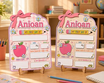 Cartello "Ritorno a scuola", Cartello personalizzato per il primo giorno di scuola, Cartello personalizzato per il primo giorno di scuola all'asilo, Cartello per la scuola materna e l'asilo, Cartello scolastico
