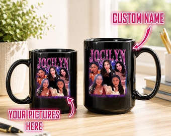 Anpassad kaffekopp med bild, personlig fotomugg med bootleg-motiv, fotokaffemugg med foto, födelsedagspresent, jubileumsmuggpresenter, keramikkopp med bild från 90-talet
