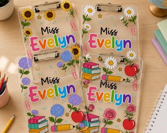 Custom Teacher Name Clipboard, Personalized School Pencil Board, Acrylic School Supplies, Back To School Gift For Teacher, Thank You Gifts