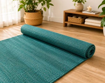 Handwoven Organic Cotton Yoga Mat, Eco-Friendly Exercise Rug (2x6 Ft)