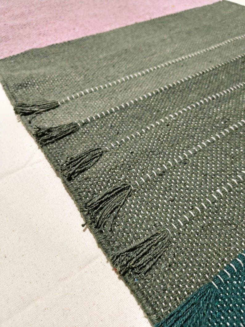 Handwoven Natural Cotton Yoga Mat, Boho Tassels, Eco-Friendly Practice Rug image 8