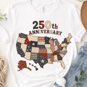 250th Anniversary USA Map PNG, 250th Anniversary Png, Preppy USA Map Png, Patriotic Patchwork Png, 4th of july Design, Stripes Sublimation
