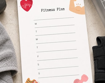 Fitness or Exercise Plan Notepad  5x7 50 Sheets