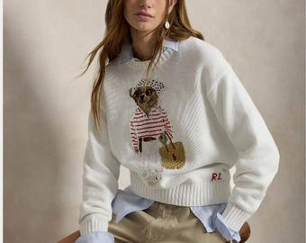 Polo Ralph Lauren Bär Pullover - Klassischer schwarzer Strick, Tuxedo Bear Design