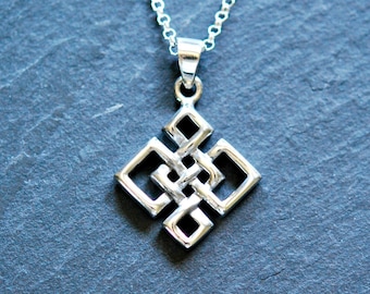 Sterling silver celtic knot necklace, irish eternity pendant