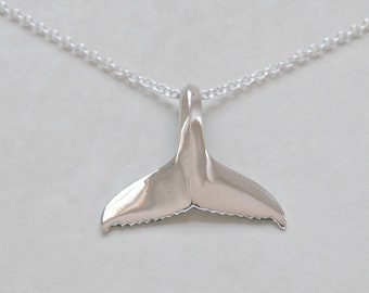 Whale necklace, 925 sterling silver whale tail pendant, whale symbol, orca, beluga whale, marine, moby dick, killer whale, lucky jewelry