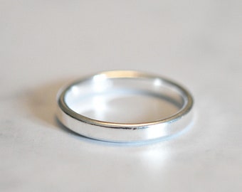 Sterling silver wedding band, simple 3mm stacking ring