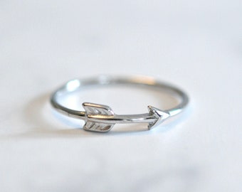 Sterling silver arrow ring, grad gift, minimalist boho jewelry