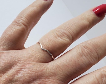 Sterling silver chevron ring, thin silver stacker
