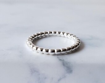 Sterling silver beaded band, ball bead, sphere ring