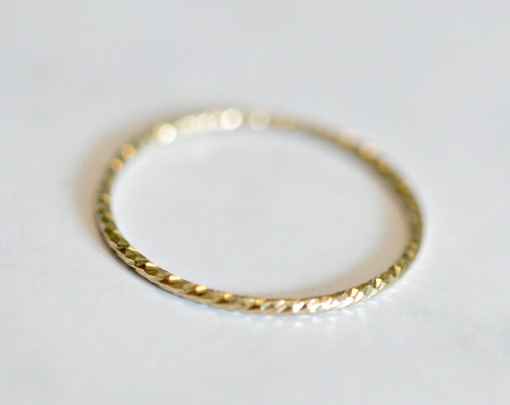 Simple gold ring, rings for women, gold stacking ring, minimalist ring, dainty ring, diamond cut, thin ring, stackable ring, graduation gift
