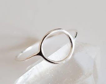 Anel de círculo aberto em prata esterlina, joia moderna e minimalista