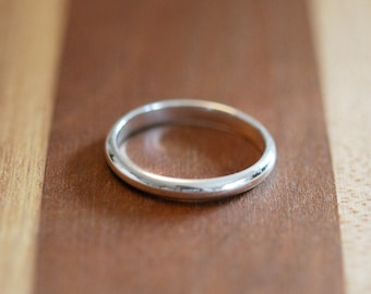 Sterling silver wedding band, plain stacking ring, 3mm