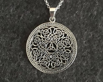 Sterling silver celtic necklace, celtic jewelry for women, irish knot pendant, triquetra knot, silver celtic knot, trinity circle