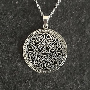 Sterling silver celtic necklace, celtic jewelry for women, irish knot pendant, triquetra knot, silver celtic knot, trinity circle