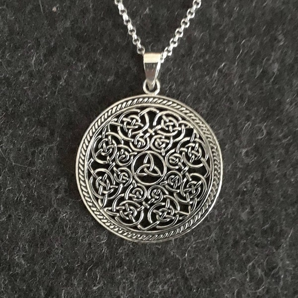 Sterling silver celtic necklace, celtic jewelry for women, irish knot pendant, triquetra knot, silver celtic knot, trinity circle