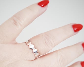 Sterling silver bold dot ring, modern geometric circle band
