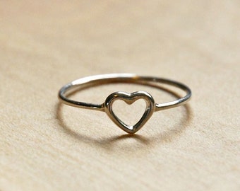 Sterling silver open heart ring, mothers day, modern minimalist jewelry