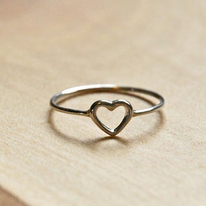 Sterling silver heart ring, silver rings for women, gift for her, dainty heart, promise ring, open heart, minimalist ring, girlfriend ring