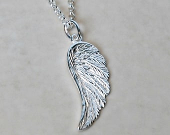 Collar de alas de plata esterlina, colgante de ángel de la guarda, joyería del recuerdo, amuleto de protección