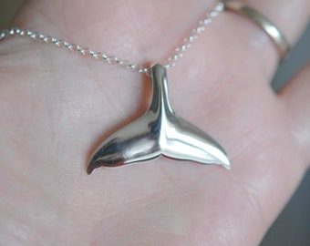 Sterling Silver Side Facing Whale With Curved Tail Charm