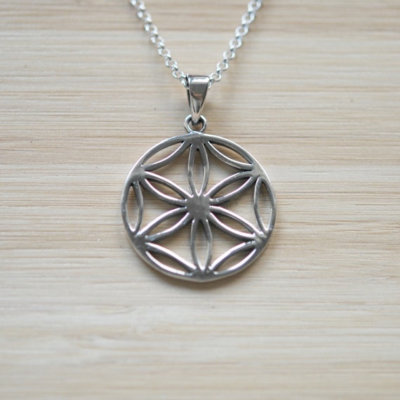 Sterling silver flower of life necklace