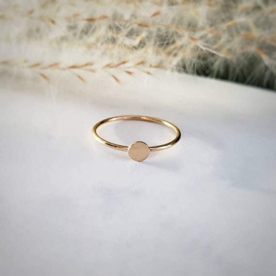 Gold dot ring, rings for women, gold stacking ring, skinny gold disk ring, rings for women, thin gold ring, minimalist ring, geometric