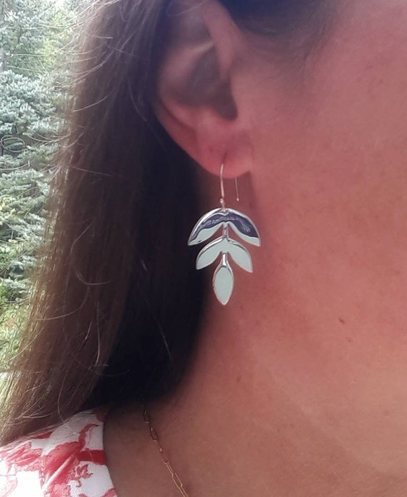 Leaf earrings in sterling silver or gold vermeil