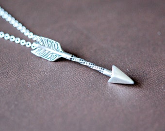 Arrow necklace, sterling silver arrow pendant, archery necklace, find your arrow, twisted arrow, boho necklace, mens jewelry, tribal