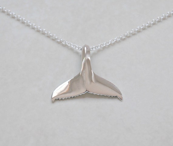 925 Sterling silver whale tail pendant necklace