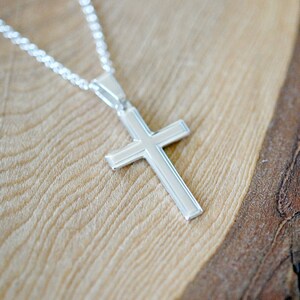 Silver cross necklace, sterling silver cross pendant, simple cross, confirmation gift, traditional, unisex cross, classic jewelry image 3